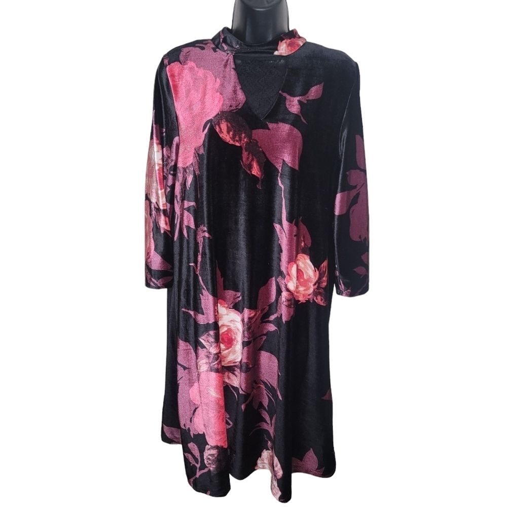 Sandra Darren Velvet Floral Dress Size 16